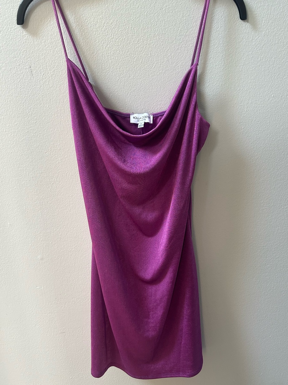 Rolla Coster Los Angeles Purple Cowl Neck Mini Slip Dress Y2K Size M